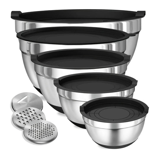 Stainless Steel Mixing Bowl Set With Airtight Lids For Baking