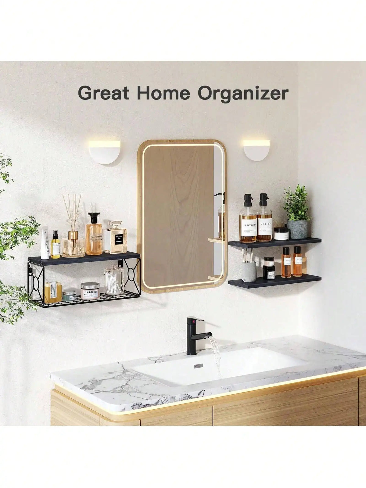 Farmhouse Floating Bathroom Shelves For Wall Mounted Home Storage