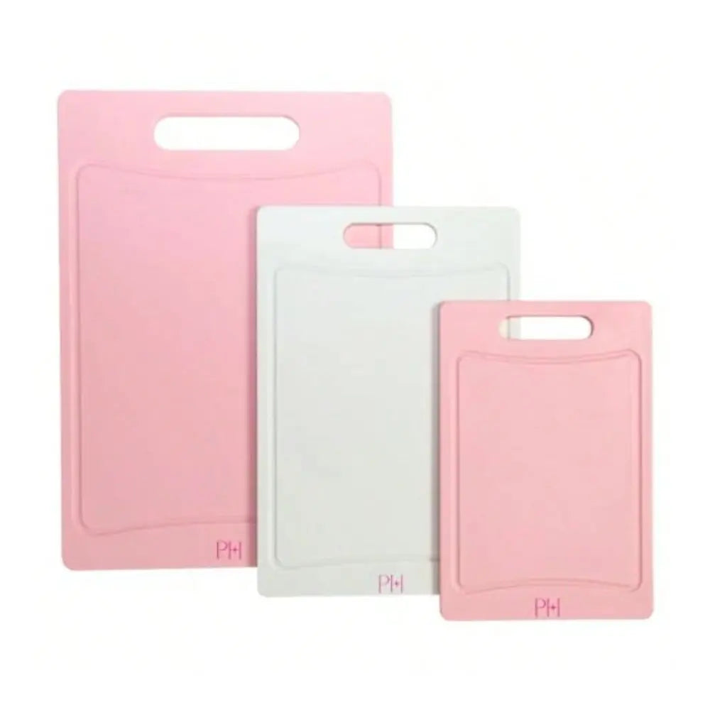 Dual Sided Plastic Cutting Board Set With Juice Grooves