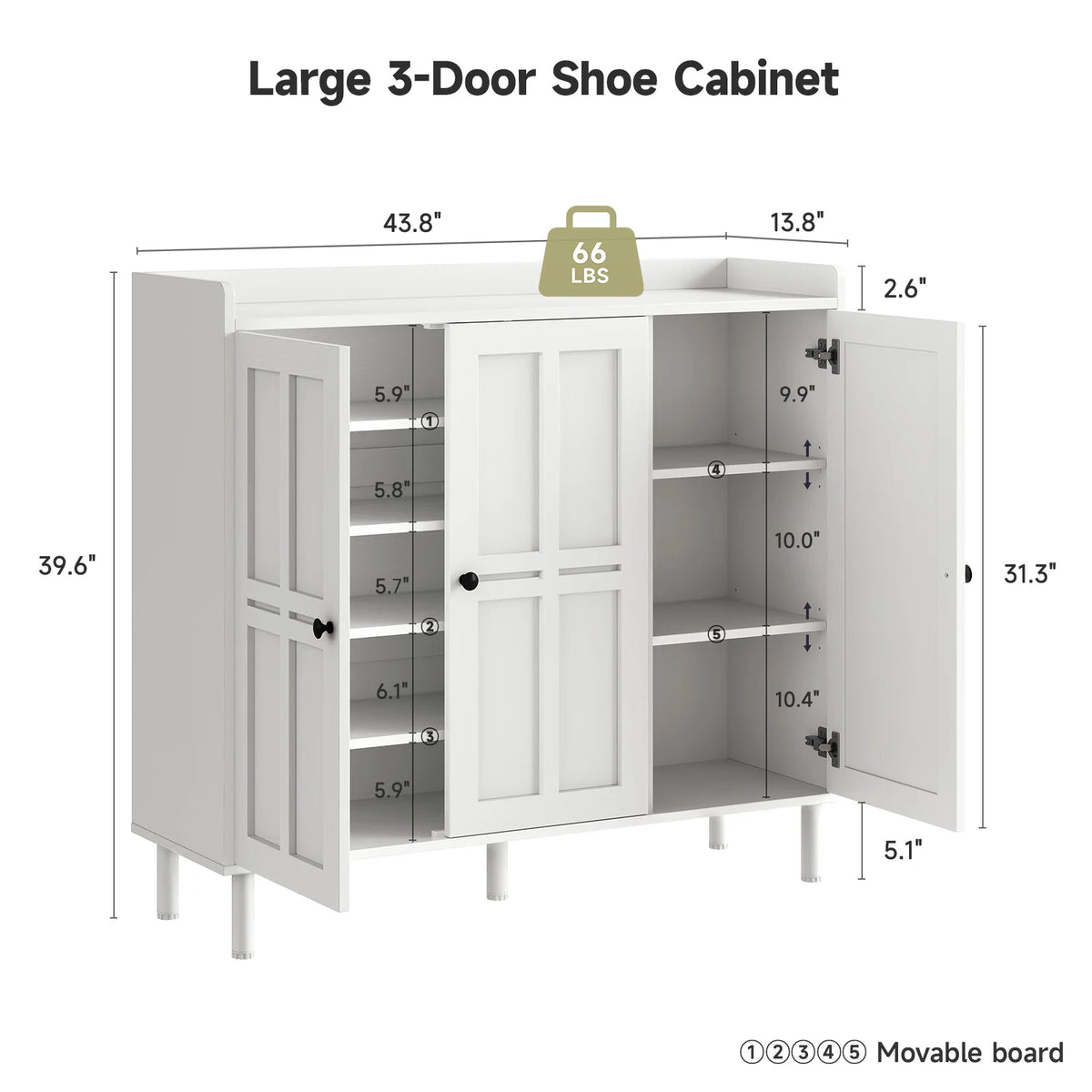 ONBRILL Three Door Shoe Storage Cabinet and Organizer