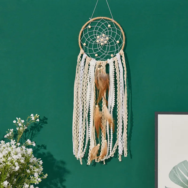 Handcrafted Moon Dream Catcher Bohemian Wall Decoration for Bedroom