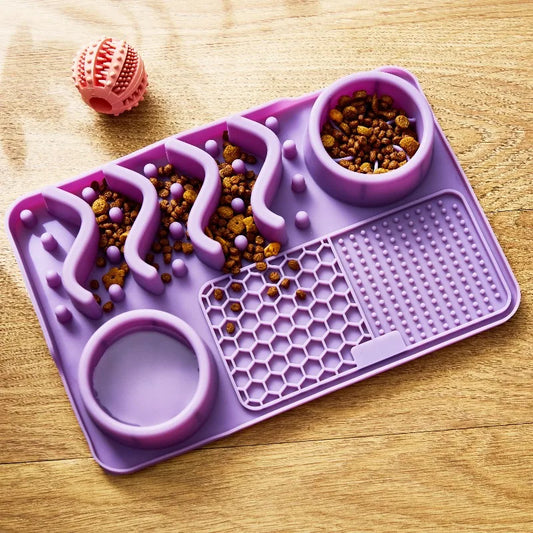 Silicone Slow Feeder Compartment Pet Mat for Engaging Meals