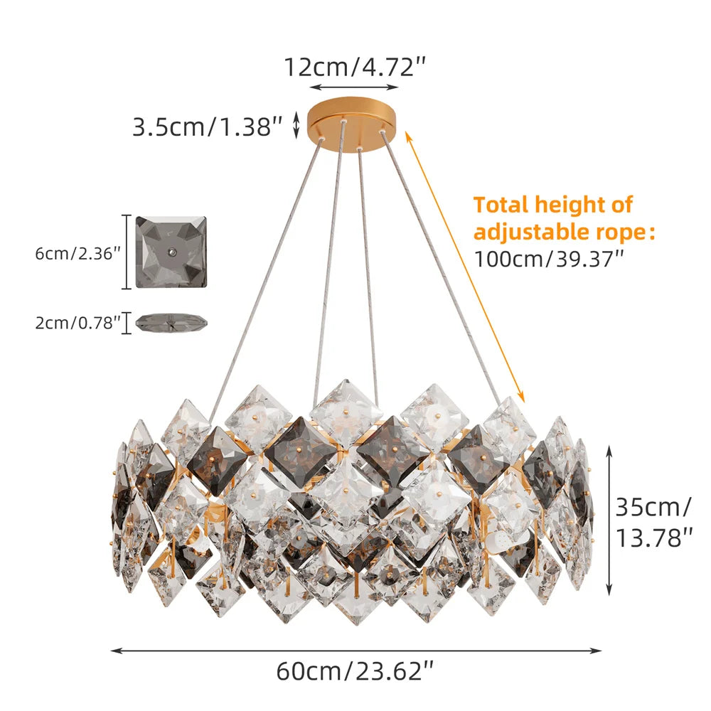 LUVODI Modern Crystal Chandelier Pendant Light Fixture - Hanging Ceiling Lighting for Home Hotel - Gorgeous Decorative Illumination
