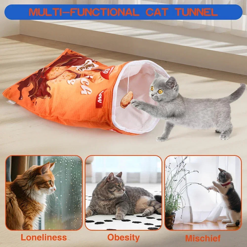 Collapsible Interactive Cat Tunnel Toy for Play and Exercise