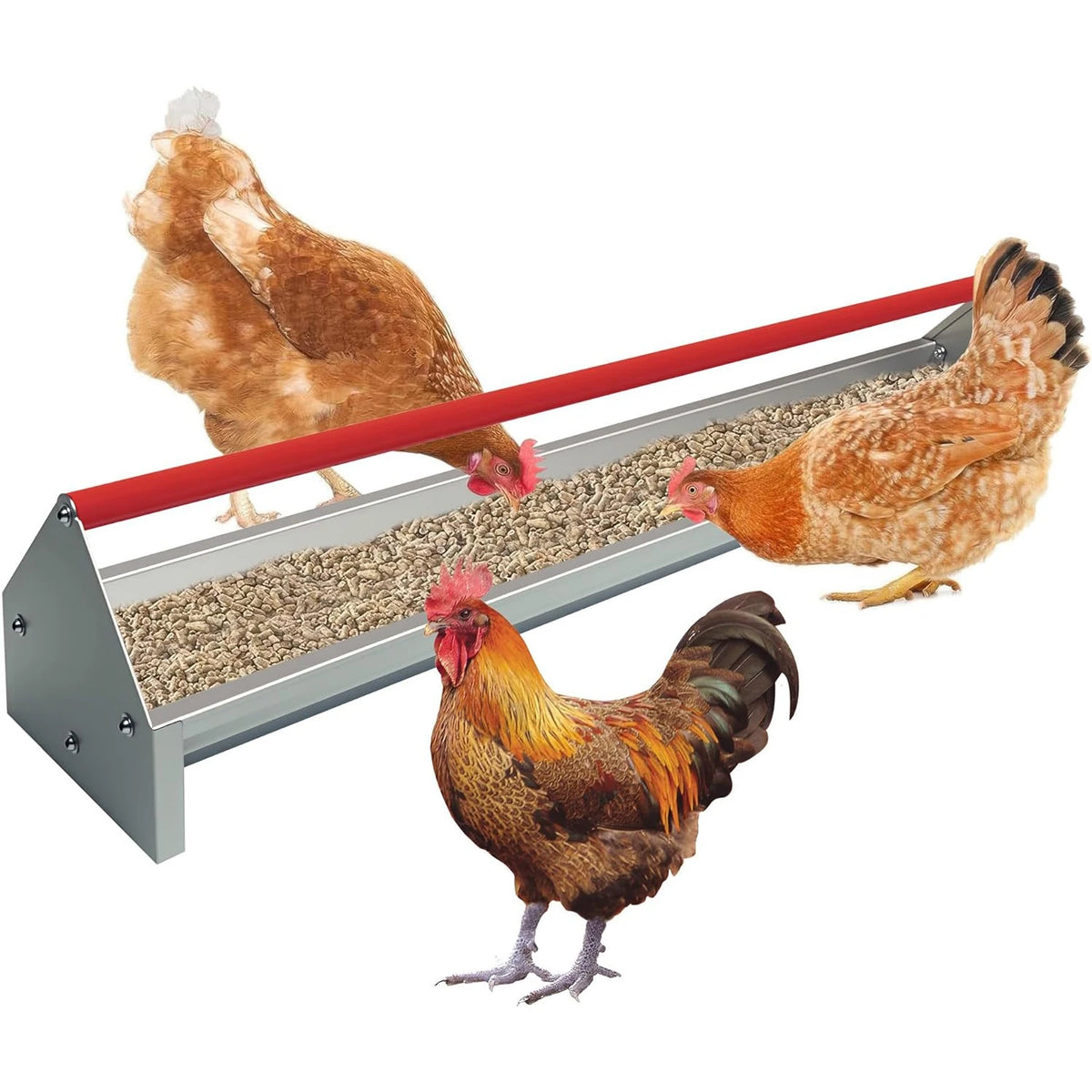 HiMISS Galvanized Steel Poultry Feeder Trough With Drainage Holes