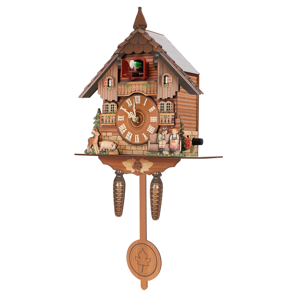 Modern House Shape Wall Mounted Cuckoo Clock With Pendulum Chime