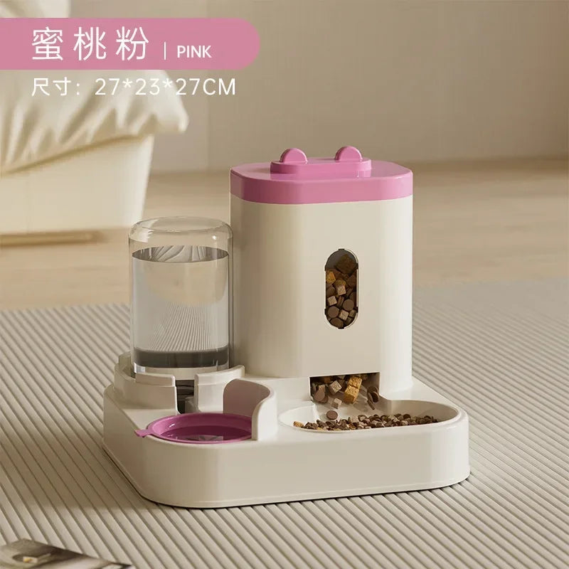 Automatic Pet Feeder With Water Fountain For Cats And Dogs