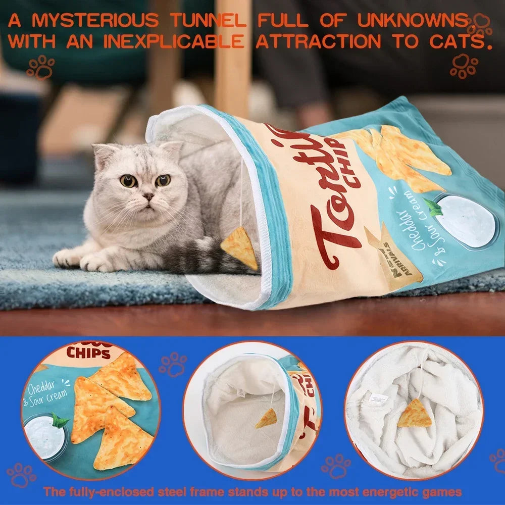 Collapsible Interactive Cat Tunnel Toy for Play and Exercise