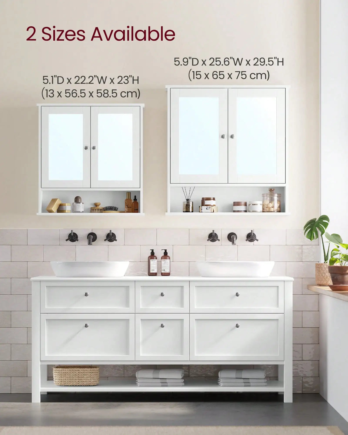 Bathroom Mirror Medicine Cabinet With Adjustable Shelf And Open Storage
