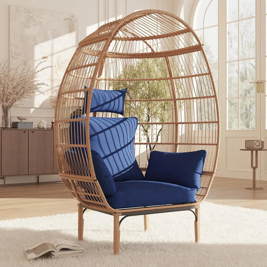 HiMISS Wicker Egg Chair With Cushions For Patio And Home