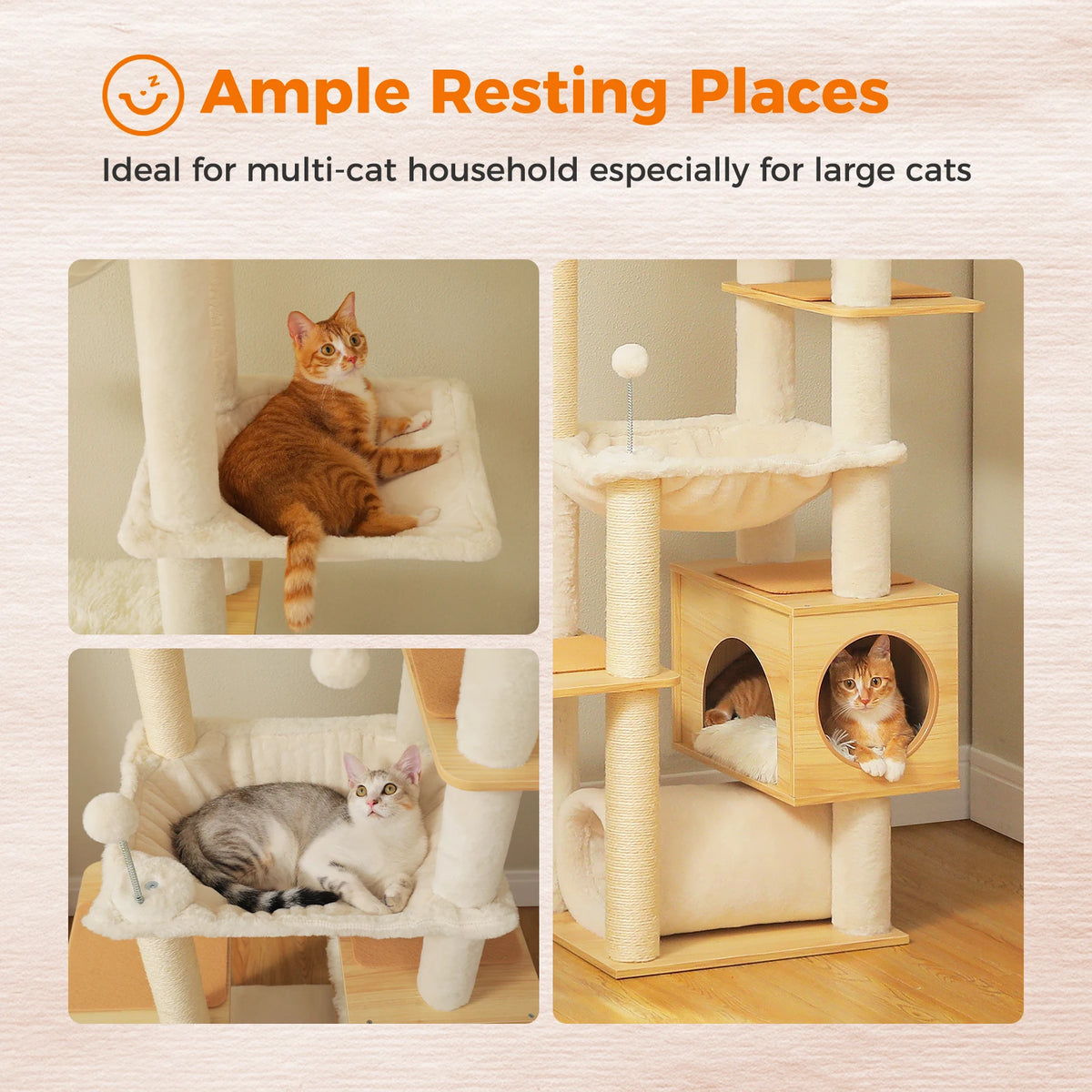 PAWZ Road Height Adjustable Wooden Cat Tower With Sisal Post