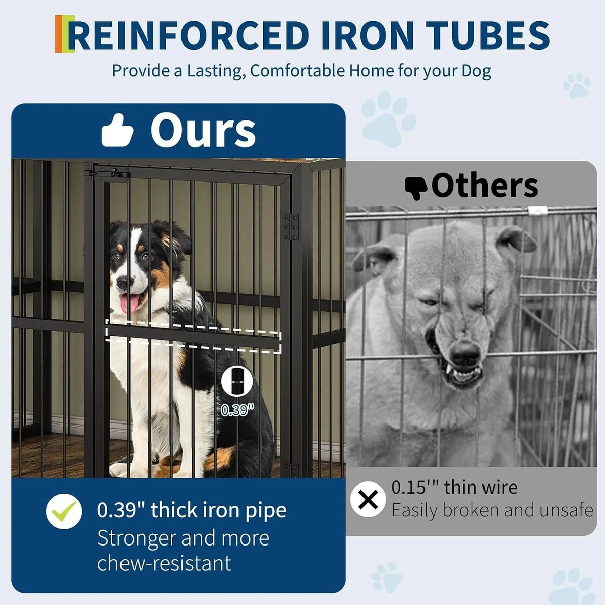 Double Dog Crate Furniture With Divider And Storage Cabinet