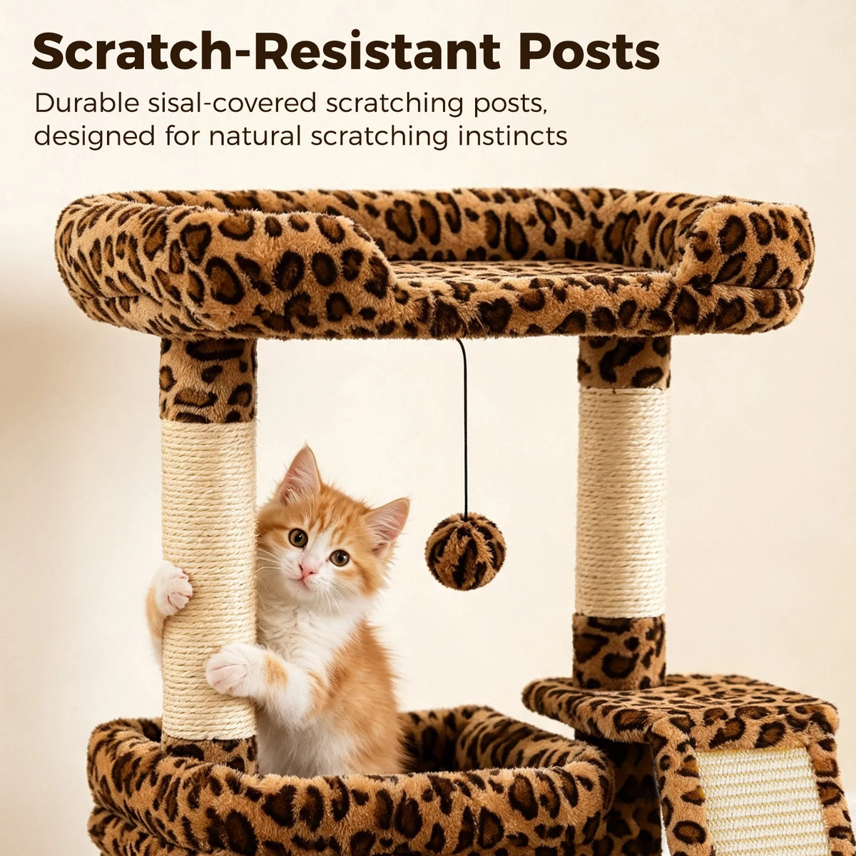 Safe and Stable Cat Tree 27Inches Cat Tower with Cozy Top Perch, Private Cat Condo and Sisal Scratching Post&Pad for Indoor Cats