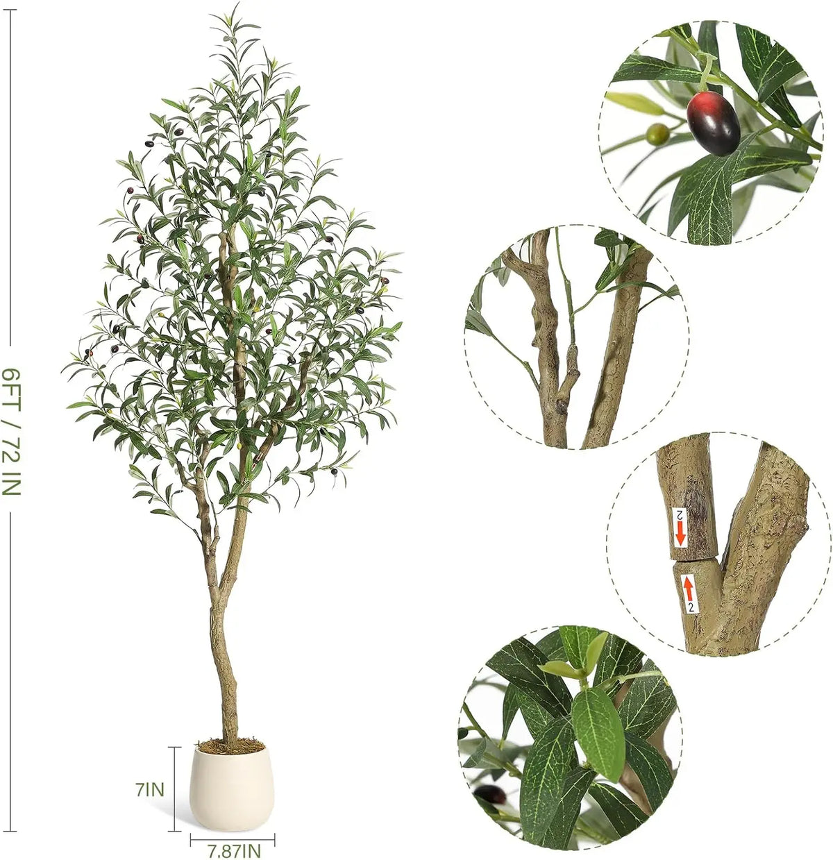 HiMISS Artificial Olive Tree Faux Potted Plant for Home Decor