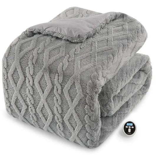 Heating Blanket 104x90 / 90x90 Inches Electric Heated Comforter Set 2 Heating Zones, 6 Heating Levels, Wireless Controller, Timer, Overheat Protection
