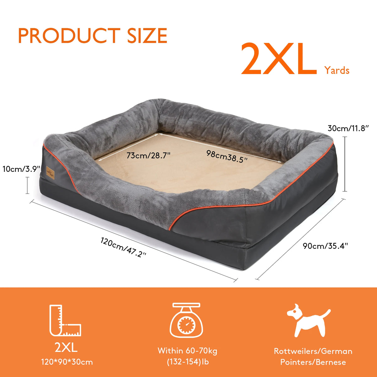 BINGOPAW Washable Waterproof Dog Bed With Removable Soft Fleece Cover