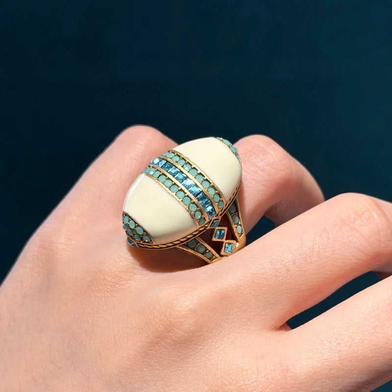 Love Green Live Green Womens 18k Gold Plated Crystal Ring