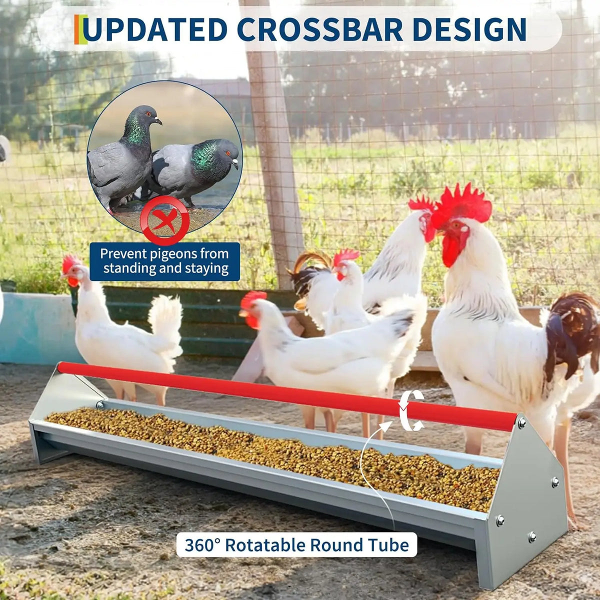 HiMISS Galvanized Steel Poultry Feeder Trough With Drainage Holes