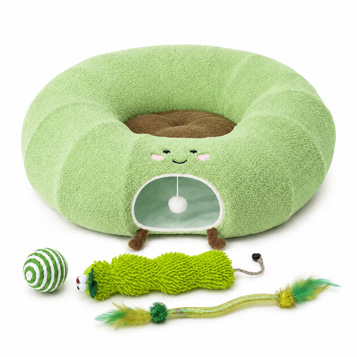 Convertible Cat Tunnel Bed Plush Donut Cushion And Play Tunnel