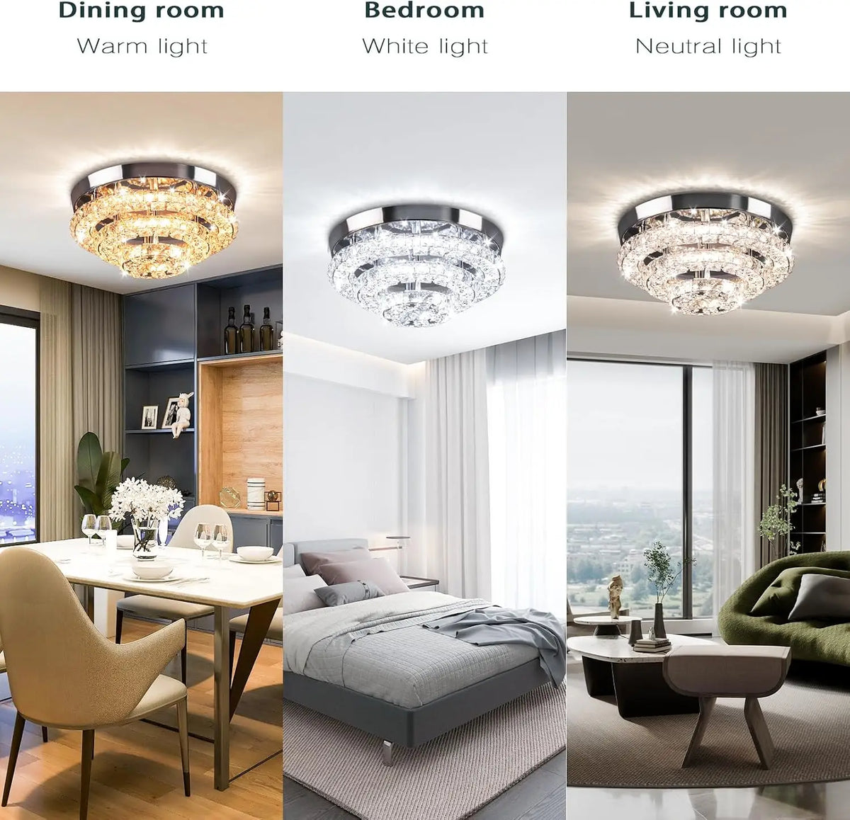 30-centimeter crystal ceiling lamp, 3-layer embedded LED, dimmable