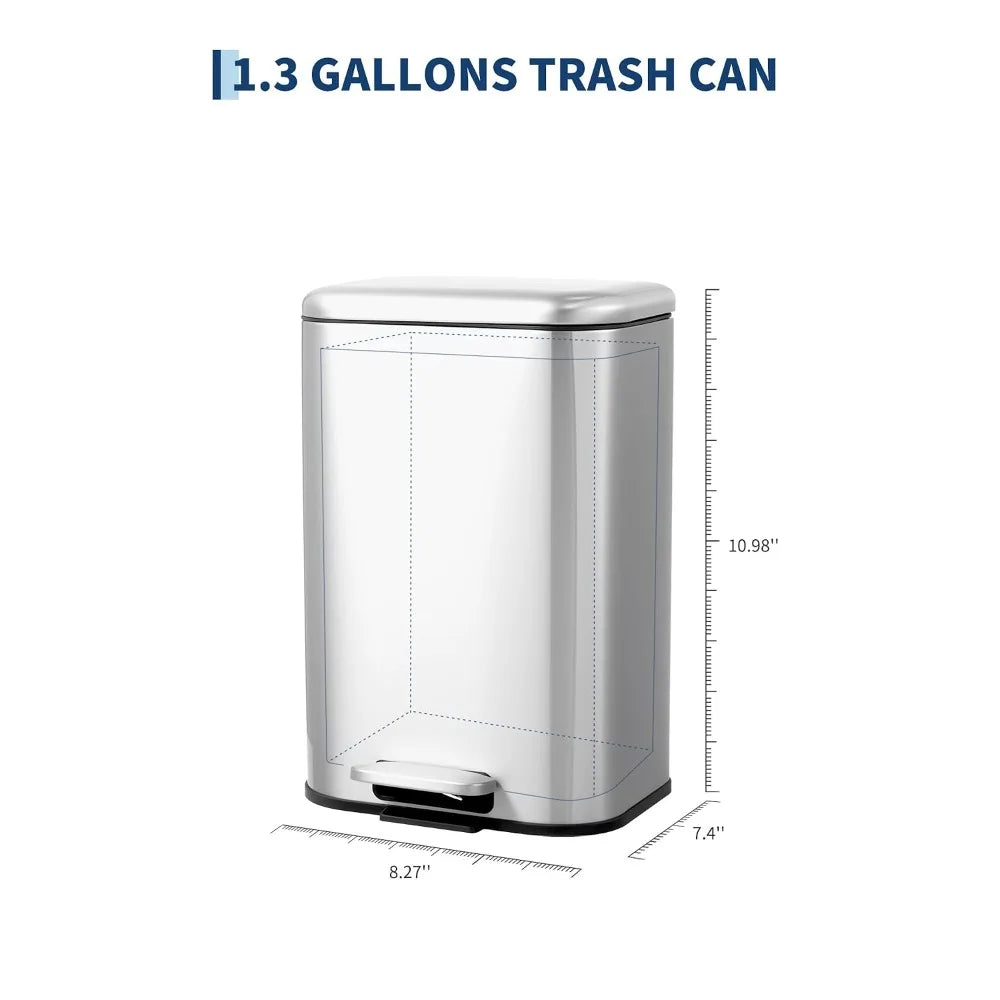 Stainless Steel Step Trash Can With Lid And Silent Close