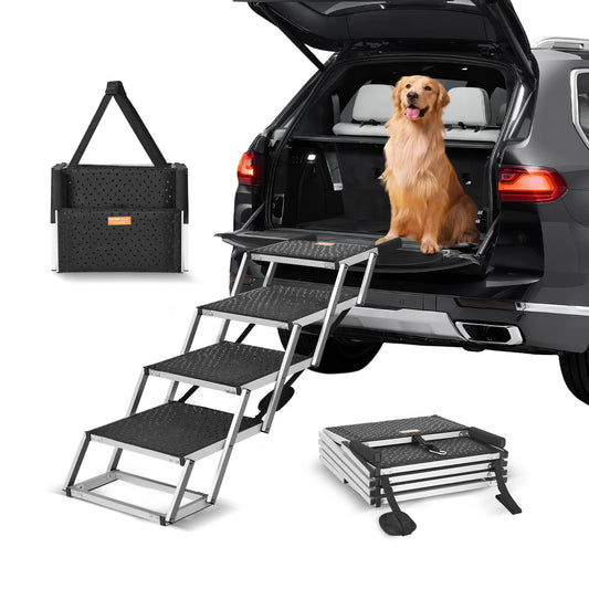 SucceBuy Folding Dog Car Steps Lightweight Portable 150lb Stair