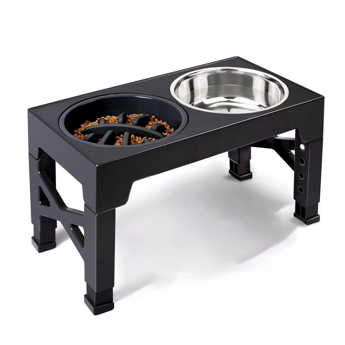 Adjustable Elevated Dog Feeder With Double Stainless Steel Bowls